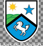 The Las Colinas EMB Logo by EMB World Rugby Shop is a shield-shaped emblem with a sun, hills, blue star, and white horse on blue, featuring "LAS COLINAS RFC" at the bottom.