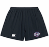 The Sacramento RFC 7s Yokohama Short by Canterbury features black fabric, an elastic waistband, the Canterbury Yokohama logo on the left leg, and a Sacramento RFC patch on the right leg.