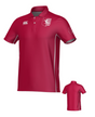 Front and back view of a Teamatical New Saint Andrews College Ashdown Canterbury Kirra Performance Polo, a red short-sleeved shirt with white piping, a white chest logo, and a circular sleeve emblem.