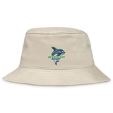 A beige cotton twill EMB Alpha Broder Seattle Seawolves crusher bucket hat with the Seattle Seawolves logo on the front.