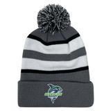 Striped acrylic fabric Seattle Seawolves Rugby Hooped Pom Pom Beanie with pom-pom and EMB Augusta logo.
