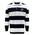 Cotton/Poly blend white and navy striped Seattle Seawolves Hooped Classic Jersey with a team logo on the left chest by EMB Mudoo.