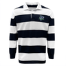 Cotton/Poly blend white and navy striped Seattle Seawolves Hooped Classic Jersey with a team logo on the left chest by EMB Mudoo.