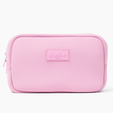 The Original Side Line Bag by SLB is a rectangular light pink waterproof neoprene zippered organizer featuring a stitched "sideline NYC" label on the front, designed for female athletes.