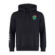 The EMB Canterbury South Africa Shield Club Hoodie features a small South African flag patch on the left chest and three white stripes on the right sleeve, ideal for passionate Rugby supporters.