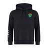 The EMB Canterbury South Africa Shield Club Hoodie features a small South African flag patch on the left chest and three white stripes on the right sleeve, ideal for passionate Rugby supporters.