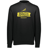 Black athletic fleece sweatshirt with WRS Augusta's Nations of Rugby South Africa Brush Stroke Crewneck Sweatshirt 24 logo.