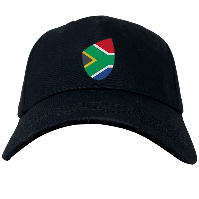 The South Africa Shield Flex Drill Cap by EMB Canterbury sports a South African flag design emblem on its front.