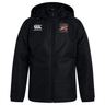 EMB Canterbury Concord Carlisle Rugby Club Vaposhield Stadium Jacket with VapoShield Technology, featuring a logo on the right chest and "ccrc house" embroidered on the left, displayed against a white background.