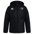 A black DePaul University Club Vaposhield Stadium Jacket by EMB Canterbury featuring a VapoShield logo on the right chest and a sports team emblem on the left chest.
