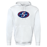 Stormers 60/40 Pullover Hoodie by WRS Augusta, a white fleece hooded sweatshirt adorned with a striking blue and red "Stormers" logo on the chest, pays tribute to the renowned South Africa Stormers rugby team.