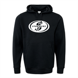 The Stormers 60/40 Pullover Hoodie by WRS Augusta is a black fleece with a bold white Stormers chest logo, front pocket, and drawstring hood—perfect for any rugby fan’s hoodie collection.