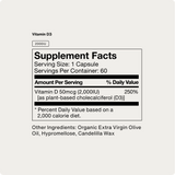 Momentous Vitamin D3 2000 IU: 1 capsule per serving, 60 servings per container, supports bone health with 250% daily value. Now available as vegan vitamin D3 from Momentous. Additional ingredients listed below.