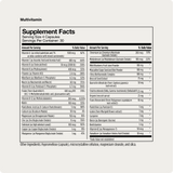 The Momentous Multivitamin by Momentous features a supplement facts label with essential vitamins, minerals, amounts per serving, % daily values, and other ingredients to support your immune system.