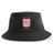 Black recycled polyester Legion Academy Sustainable Bucket Hat featuring a red and white crest logo with the text “LEGION ACADEMY” and “SD” in the center.