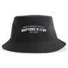 Introducing the South Orange County Raptors Sustainable Bucket Hat by EMB S&S Activewear—a black unstructured bucket hat featuring “South Orange County Raptors Rugby Est. 2005” embroidered in white and blue text on the front. Made from recycled polyester, this eco-friendly hat combines sustainable style with comfortable, everyday wear.
