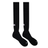 A pair of Canterbury Playing Socks by Canterbury, featuring a black knee-high design with white markings on the ankle area and a cushioned footbed for added comfort.