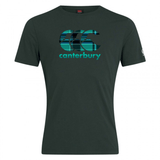 The Canterbury CCC Tartan Club Plain T-Shirt by WRS Canterbury features rugby pride with a dark green design, bold blue CCC logo, and "canterbury" text on the front.