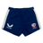 Women's USA Rugby Pro Home Shorts by Castore, in navy blue, showcase Castore logos on the front. They feature a comfortable elasticated waistband and are made from moisture-wicking fabric to ensure lasting comfort.