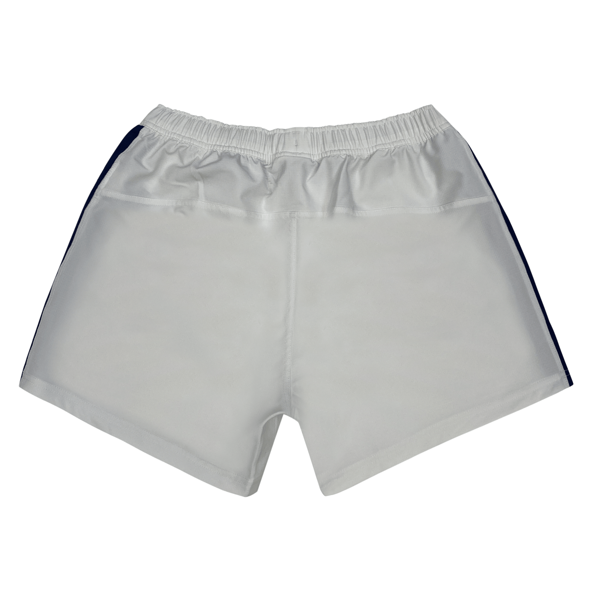 The Women's USA Rugby Pro Away Shorts by Castore showcase navy side stripes on a white design. Perfect for athletes seeking quality, these shorts blend performance and style for every game.