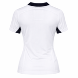 Back view of the Women's USA Rugby 7s Olympic Pro Away Jersey by Castore, a white short-sleeve rugby jersey with black collar and sleeve cuffs, displayed on a plain white background.