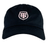 A Stade Toulousain Heritage 86 Cap by Nike is a black and pink adjustable hat with a light pink shield emblem embroidered on the front.