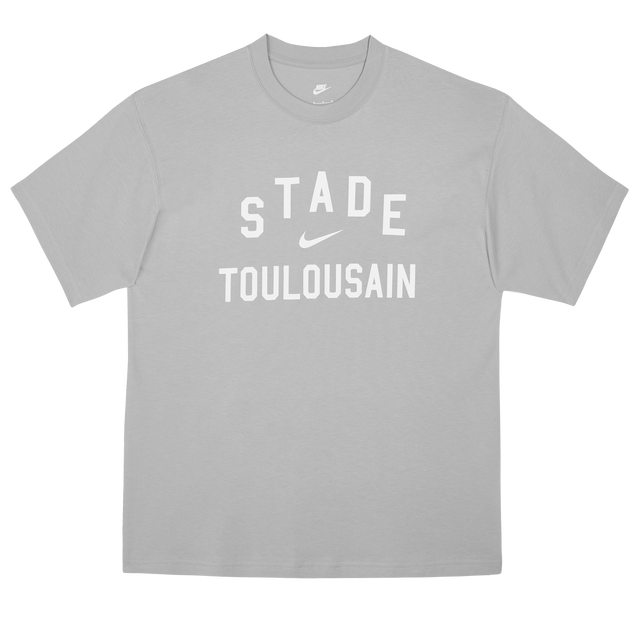 The Nike Stade Toulousain 25/26 Premium Loose-Fit T-Shirt is a grey cotton tee with "STADE TOULOUSAIN" boldly printed in white on the front.