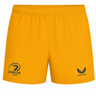 The Leinster 25/26 Away Pro Short by Castore features a yellow design with the Leinster Rugby logo on the left leg and the Castore logo on the right, as part of the official away pro range.