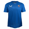 The USA Rugby Training Jersey by Castore is a blue polyester rugby jersey featuring "CASTORE" and "USA Rugby" logos on the front.