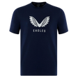 USA Rugby Eagles Logo Tee 22/23 by Castore: a navy blue t-shirt featuring a white eagle wings graphic and "EAGLES" on the chest, inspired by the USA Rugby Eagles.