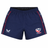 The USA Rugby 22/23 7's RWC Away Pro Short by Castore is a navy blue short with red accents, featuring the USA Rugby logo on the right leg and the Castore logo on the left.
