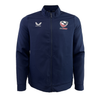 Navy Women's USA Rugby Track Jacket by Castore with a full front zipper, displays the Castore logo and Eagles emblem on the chest.