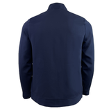 Back view of the Women's USA Rugby Track Jacket by Castore, in plain navy blue with long sleeves and a high collar, inspired by the Eagles team. Set on a white background.