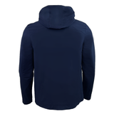 The USA Rugby Rain Jacket by Castore, in navy blue, is shown from the back on a white background and includes advanced water-resistant tech to keep you dry in unpredictable weather.