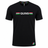 The Harlequins 22/23 Heritage Cotton Tee by Castore is a black short-sleeve shirt featuring "QUINS" in white with multicolored stripes and a small multicolored square near the hem—perfect for true Harlequins fans.