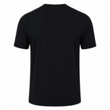 A plain black Harlequins 22/23 Heritage Cotton Tee by Castore, shown from the back against a white background.