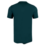 The USA Rugby Dot Printed Training Tee by Castore, presented from the back, is a plain dark teal short-sleeve T-shirt crafted with lightweight fabric. Ideal for simplicity lovers, it mirrors the quality of a Castore Rugby Training Tee.