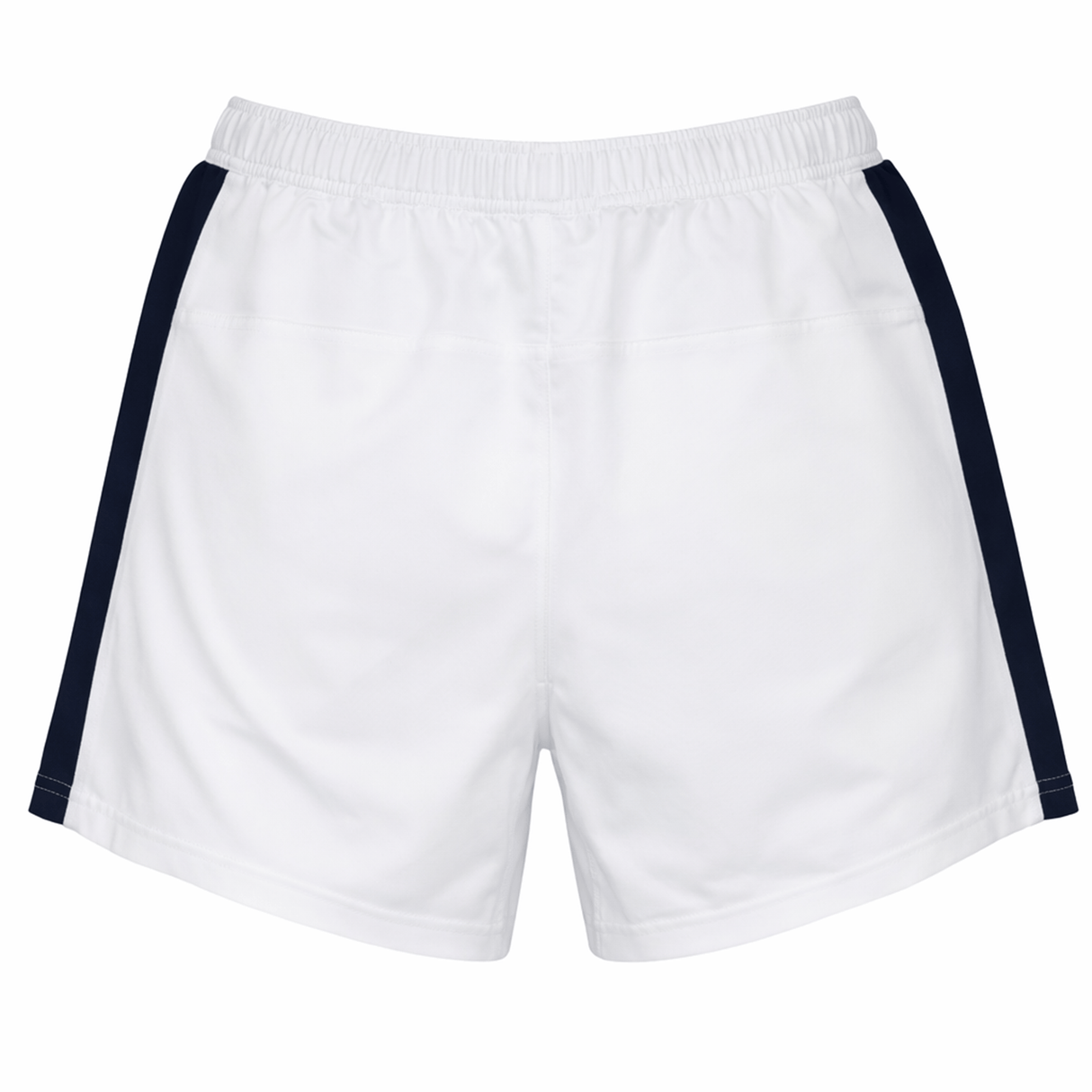 The USA Rugby 23/24 Pro Away Short by Castore features an elastic waistband and navy side panels—official training gear from Castore, shown from the back.