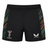 The Harlequins 23/24 Pro Pride Short by Castore features an athletic fit, black color, multicolored diagonal side stripes, the Harlequins logo on the left leg, and the Castore logo on the right.