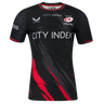 The Saracens Pro Home Jersey 23/24 by Castore features red and grey diagonal accents, City Index sponsor logo, and the club crest—perfect for fans seeking official team style.