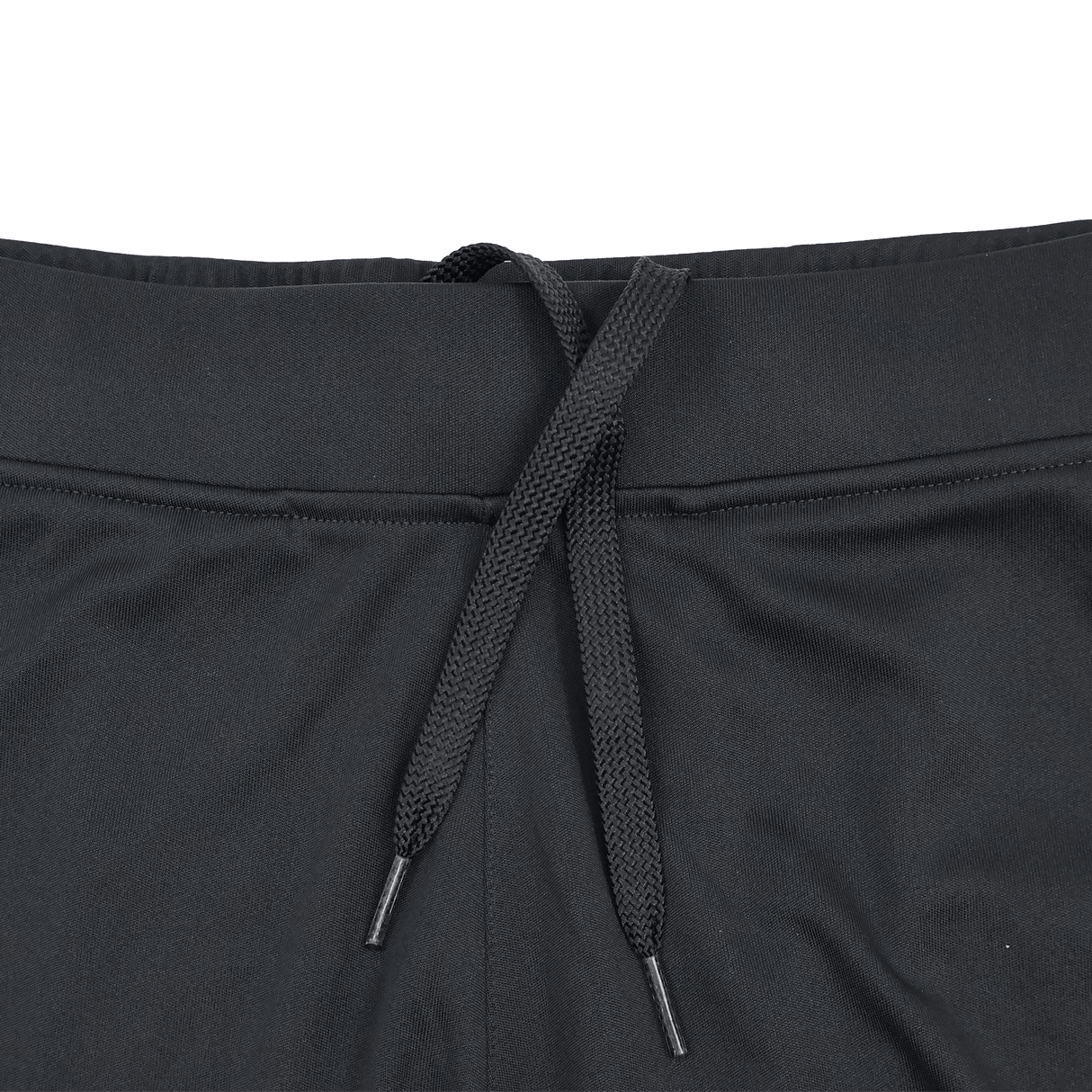 Close-up of the waistband and drawstring on black Saracens 24/25 Pro Players Gym Training Shorts by Castore, showcasing the fabric texture and sleek design details.