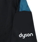 The Bath 23/24 Hoodie by Castore is a black and teal fabric hoodie featuring the Castore brand, with "dyson" printed in white lowercase letters on the sleeve.