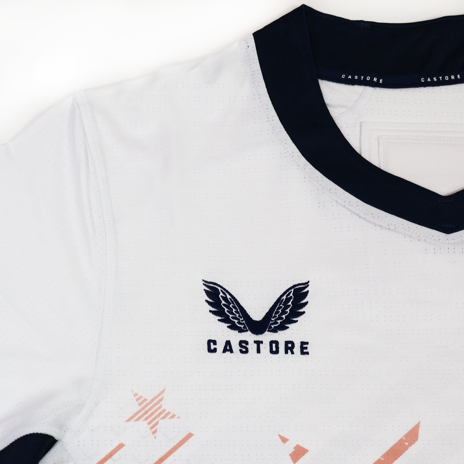 A close-up of the USA Rugby 24/25 Pro Away Jersey by Castore.