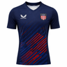 The USA Rugby 24/25 7s Olympic Pro Home Jersey by Castore features navy blue with red diagonal stripes, a "USA" chest badge, and a white Castore logo—styled like official USA Rugby 7s or Olympic Pro jerseys.