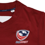 The USA Rugby 24/25 Pro Training Jersey by Castore is a maroon jersey with a "USA Rugby" logo and eagle emblem on the chest.