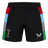 The Harlequins 24/25 Pro Home Short by Castore features black fabric with colorful side panels and official Harlequins and Castore logos—ideal for fans wanting authentic rugby teamwear.