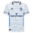 The Castore Leinster 24/25 Replica Away Jersey features a light blue and white zigzag design, sponsorship logos, and three stars above the club crest on the chest.