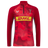The Harlequins 24/25 Matchday 1/4 Zip Midlayer by Castore features red and maroon long sleeves, yellow DHL logo, Castore branding, and the Harlequins crest on the chest.