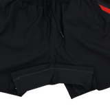 Close-up of Castore Saracens 23/24 Pro Home Shorts with an elastic waistband, black drawstrings, and a small red stripe on the right side.