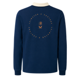 The Leinster 25/26 Dual Branded Jersey by Castore is a navy long-sleeve rugby jersey with a white collar and circular "Leinster x Castore" text and logos on the back—an official dual-branded piece from Castore.